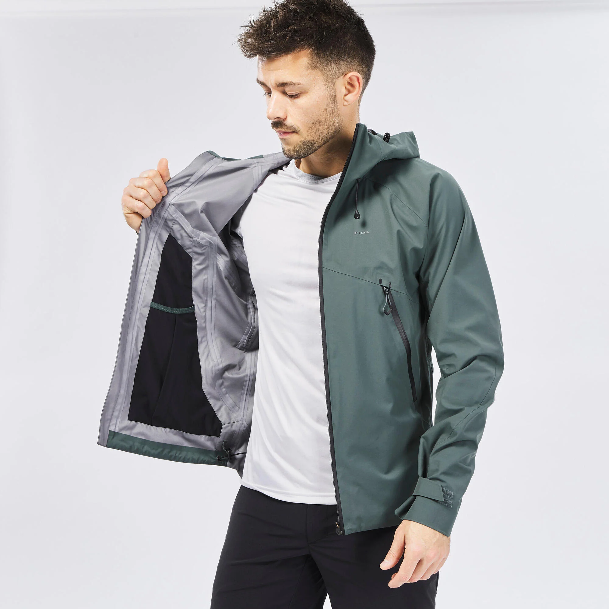 Quechua Men's MH500 Hiking Lightweight Waterproof Jacket - Image 7